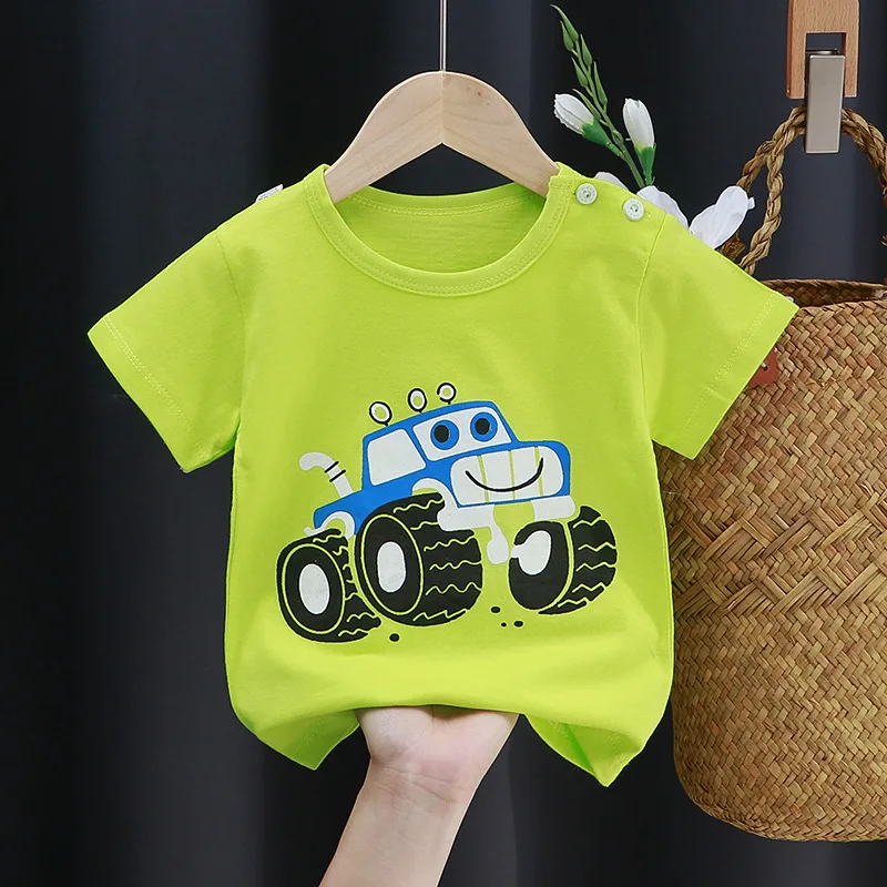 China Factory Wholesale T-shirts Summer Boy Cotton Cartoon T Shirts Girl Kids Striped Style