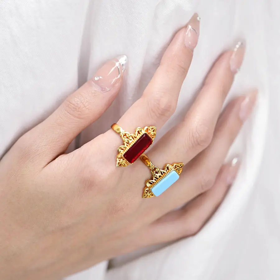 Newest Products Wholesale Fashion Jewelry Classic Women Ring 18k Gold Plated Colored Gemstones Ring