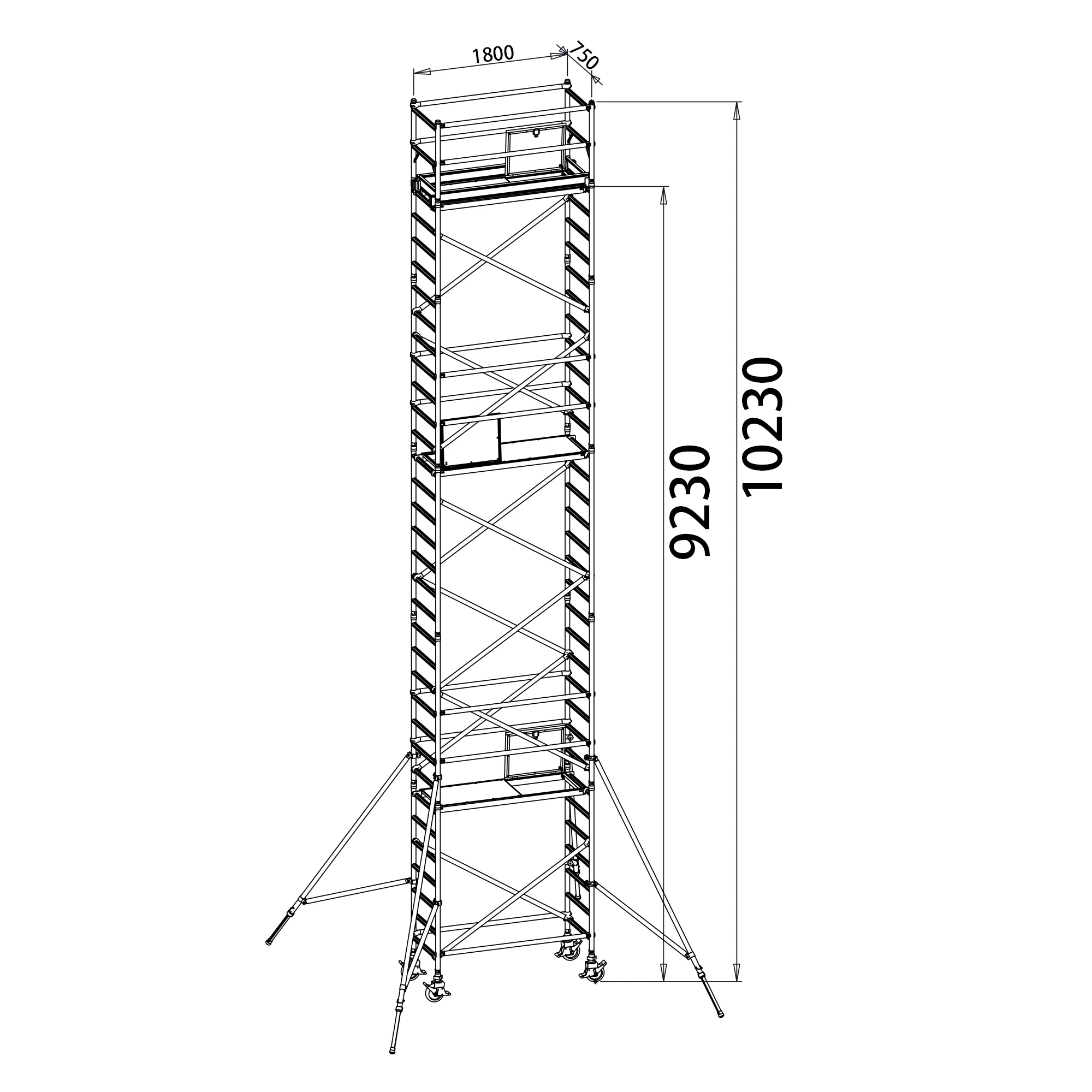 High Quality Aluminum 6061-T6 mobile work platform scaffolding for supermarket