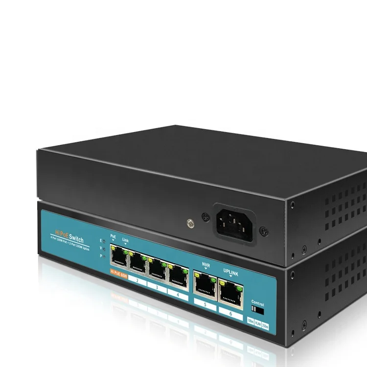 
4+2 National Standard Hi 4port poe switch 100m ethernet switch poe for network monitoring camera 