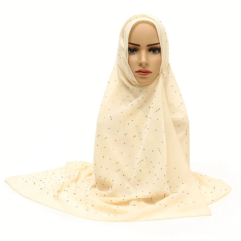 Zhenshiman All over the sky star color diamond latest plain chiffon scarf 2021 Muslim women scarf wholesale scarf (1600258770016)
