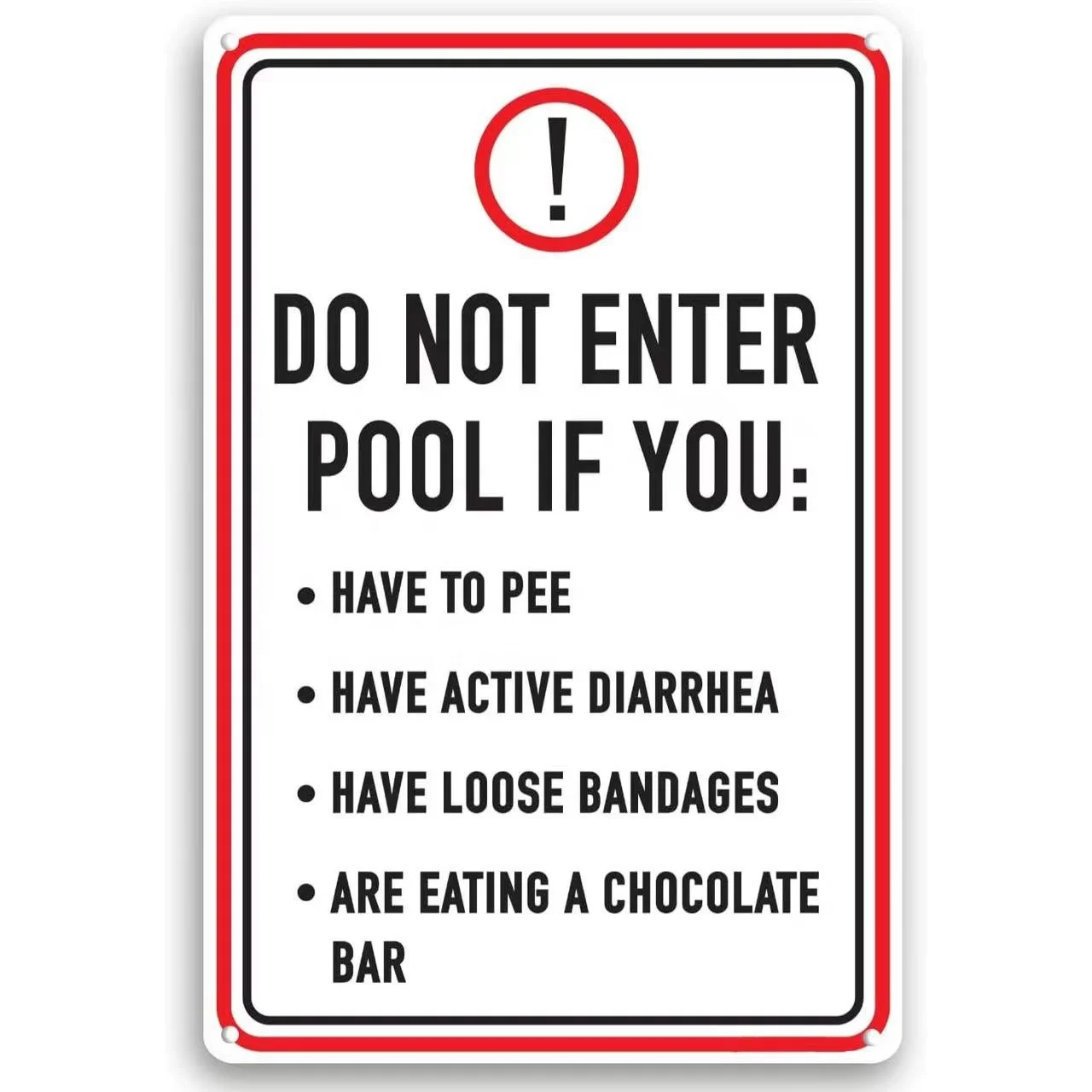 Securun 2024 Hot Sale Do Not Enter Pool If 12 x 8 Funny Tin Sign Inappropriate Humor Gag Pool Indoor Outdoor Home Decor
