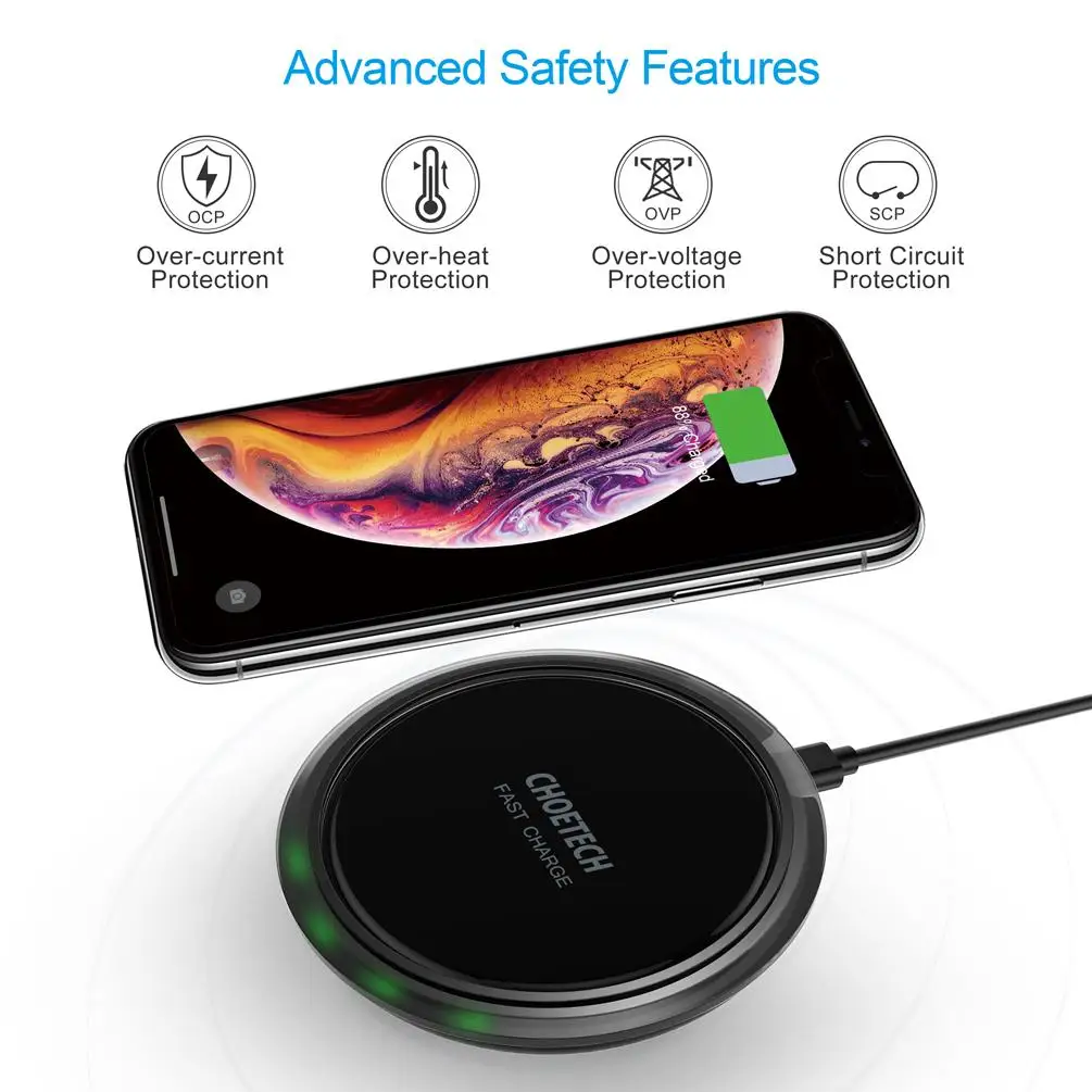 Smart Sensor Indicator Minimalist Circle Design T518 Qi Certified 7.5W Fast Wireless Charger
