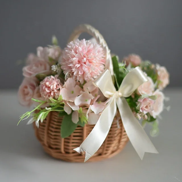 Flower Girl Wedding Basket Wicker Gift Willow Baskets Flower Girl Basket Wedding