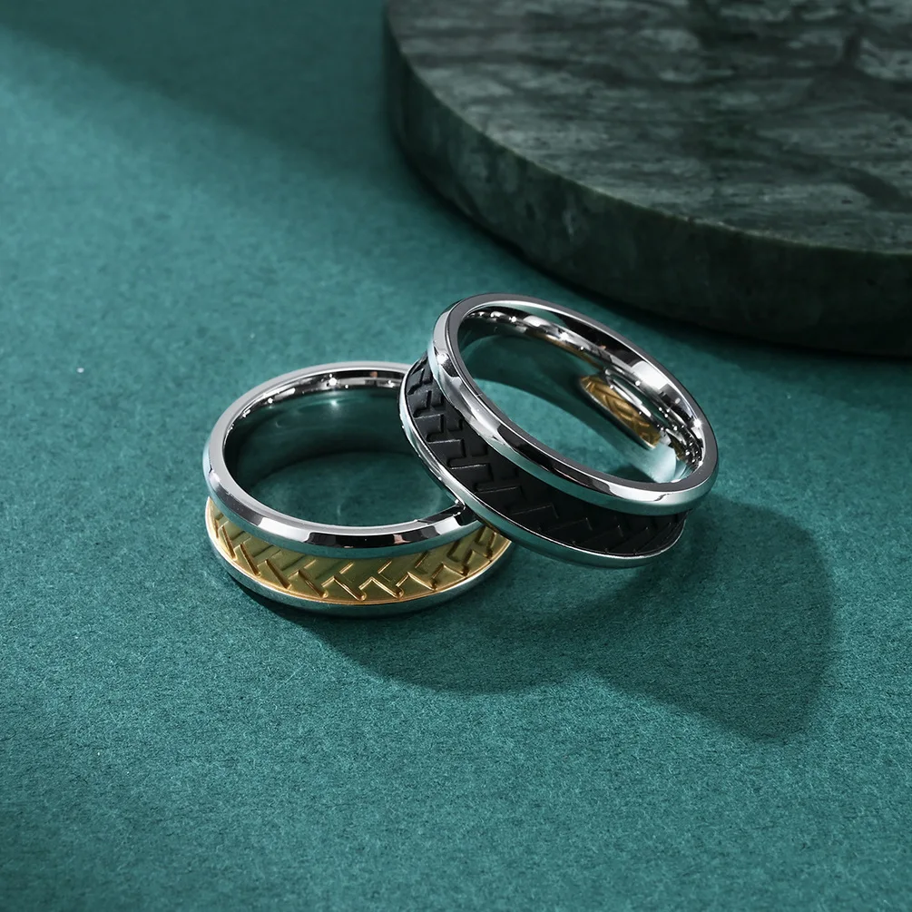 Alin 6mm Mens Jewelry Accessories Jewelry Man Ring Gold And Black Plated For Boys