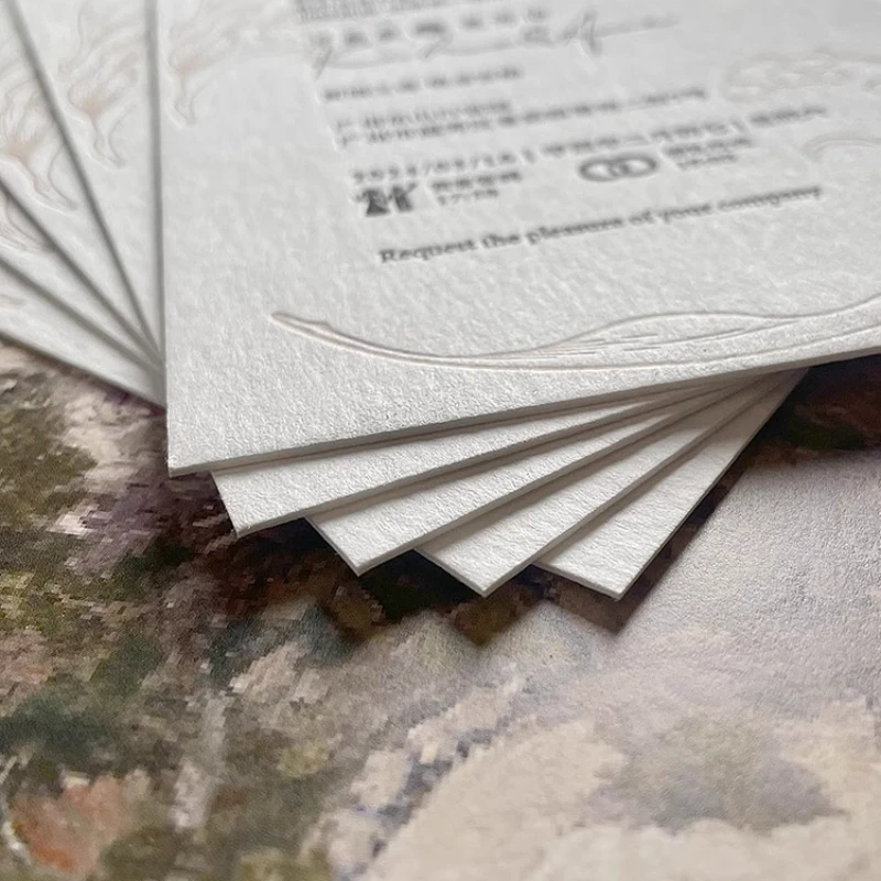 French Wedding Invitation Customized Engraved Cards with Bellflower Design for Invitation Letter