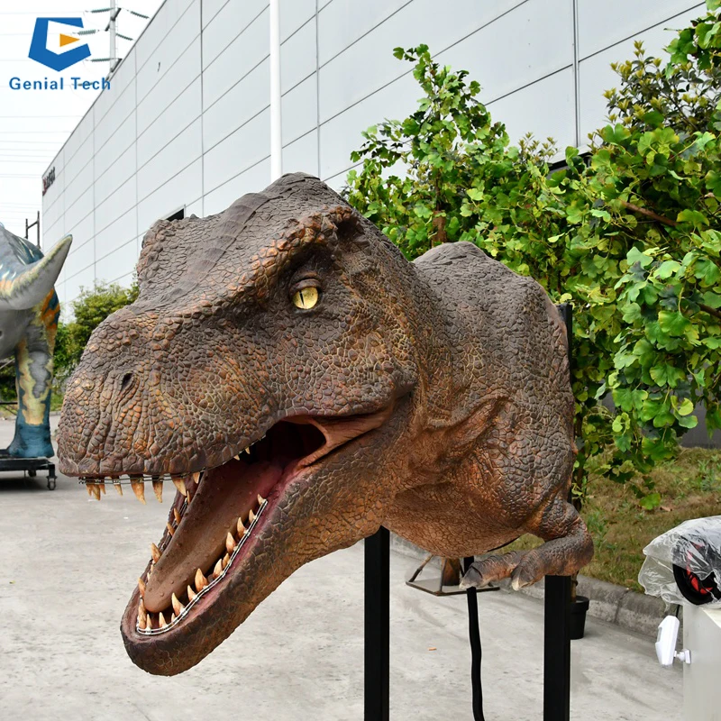 SGD10 Wall Mounted T-Rex Dinosaur Head Silicone Dinosau T-rex Animatronic Model For Shopping Mall Decoration