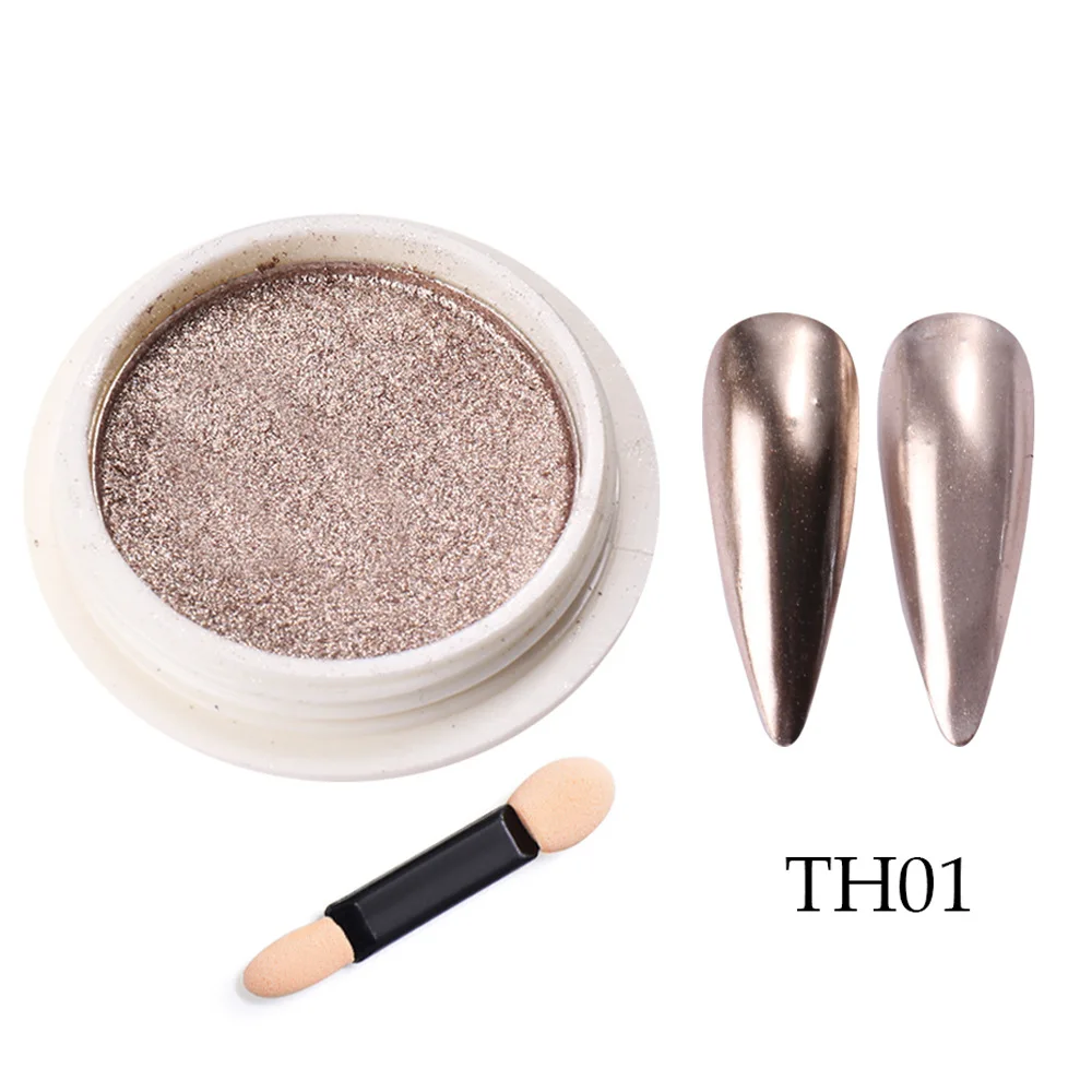 SZP43 professional pigment factory wholesale solid silver gold mirror chrome nail powder set with brush