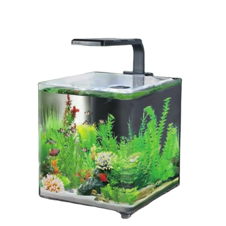 Resun Aquarium Fish Tank Glass Fish Tank On Desktop Open Fish Tank  With  LED Lighting Filtration Lid