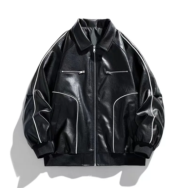 Spring Fall Leather Jacket Jacket JK Jacket Trend Vintage biker wear casual wear Fashion couple country trend