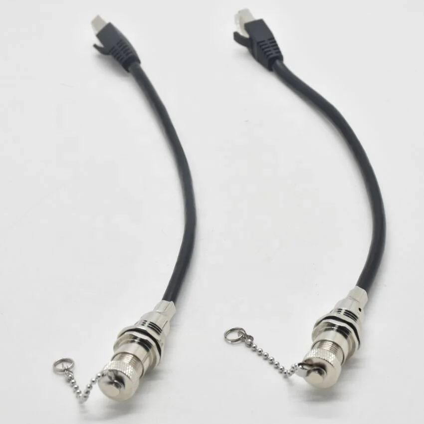 Custom Waterproof Connector M12 X Code 8pin Male to RJ45 Ethernet Adapter