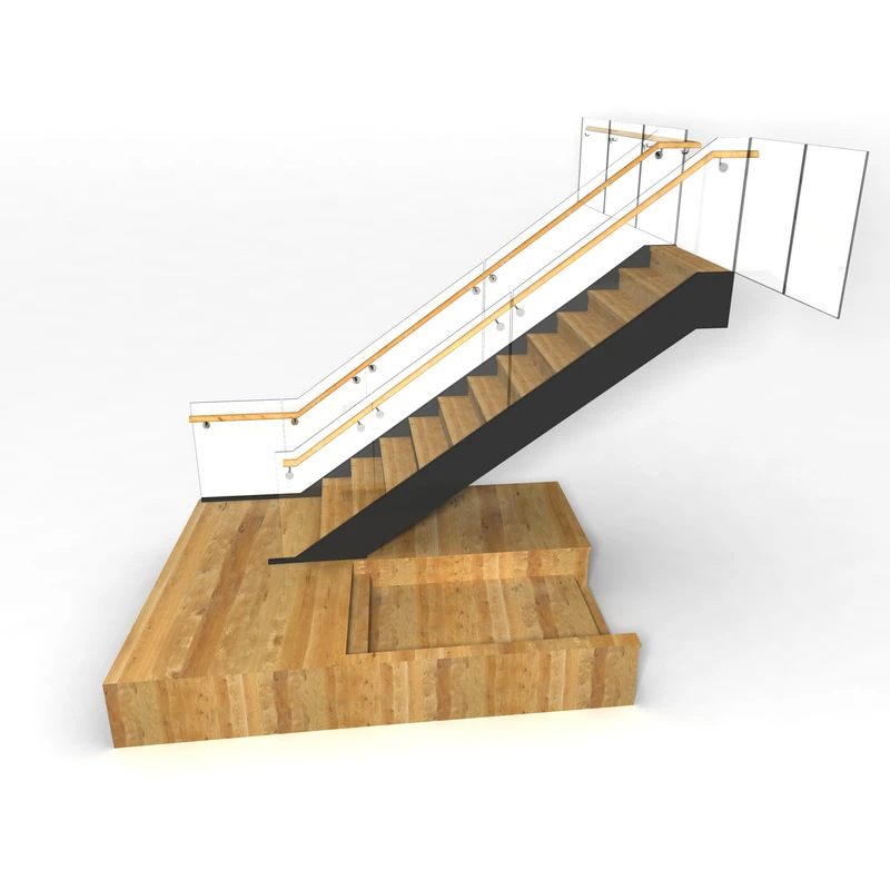 45-100mm Thick Floating Wood Stair Treads Oak Wood Stair Treads Modern Luxury Indoor Wooden Stairs