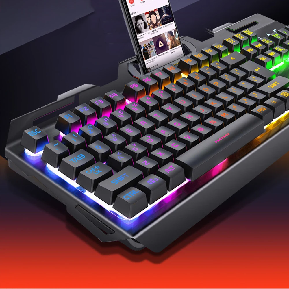 Игровая клавиатура V2 Проводная Механическая Водонепроницаемая с подсветкой RGB держатель для