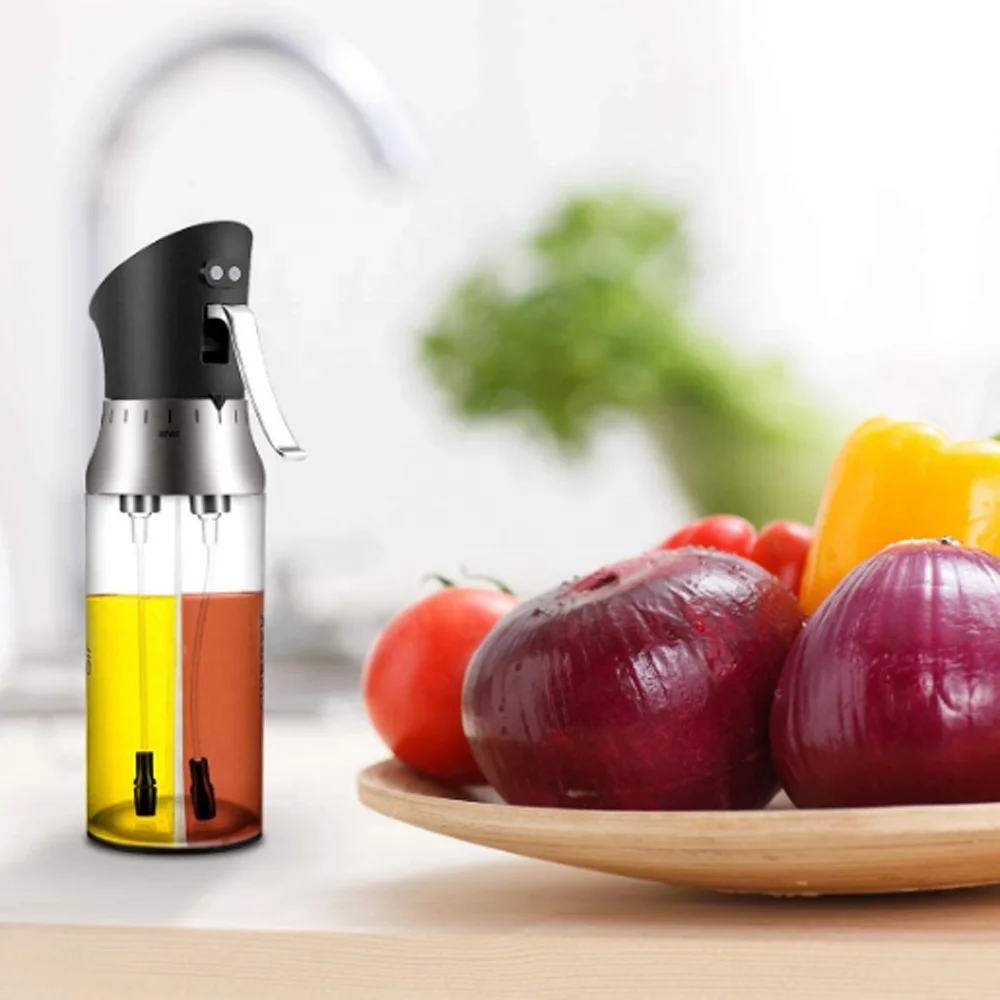 Масло распылитель 2-в-1, cestmall портативный оливковое масло мистер бутылка 200 мл уксус опрыскиватель для приготовления пищи, барбекю, салатов