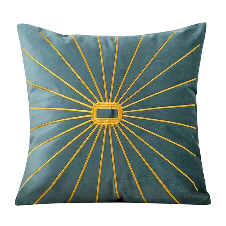 
Factory Direct Supply Nordic Light Green Handmade Velvet Bronzing Custom Made Pillow Cover 