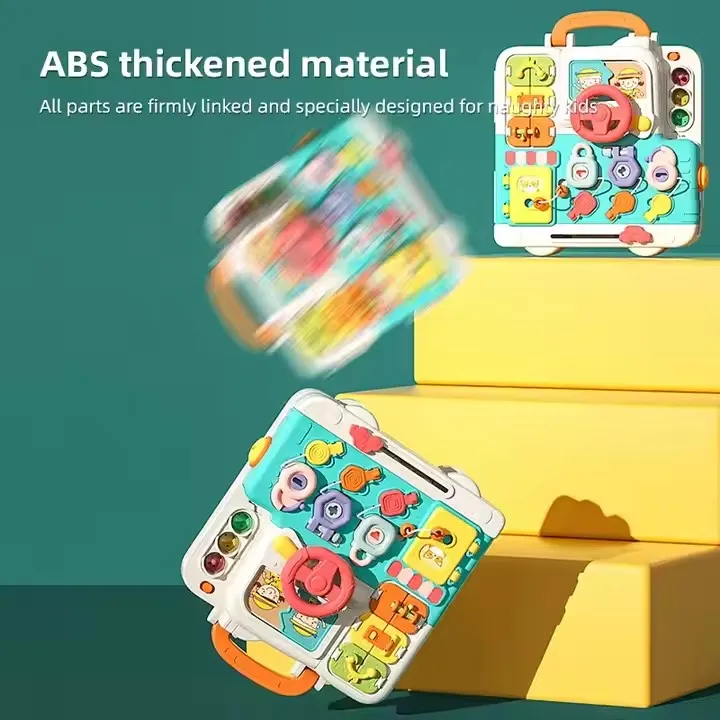 Funny Plastic Busy Board Light Musical Puzzle Toy Animal Bear Baby Sensory Books for General Knowledge Teaching Toy