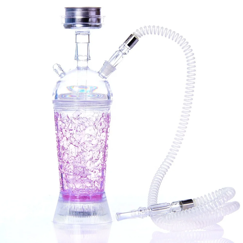 Wholesale Single Hose Hookah Acrylic  Cups Smoking Accessories Portable Led Acrylic Shisha Hookah