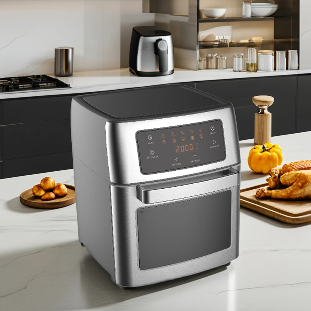 15L Lager Capacity Smart Air Fryer Oven White Stainless Steel Digital Control Deep Fryer Household Use Plastic Accessory