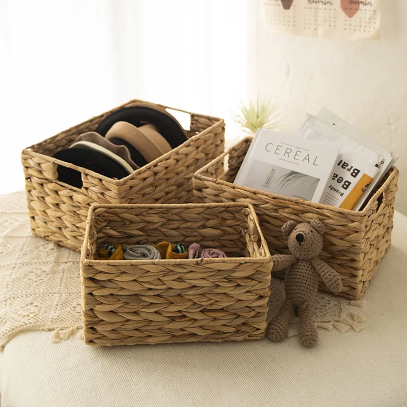 Wicker Basket Tissue Nesting Decoration Woven Basket Set 3 Hyacinth Storage Basket with treatment for household use