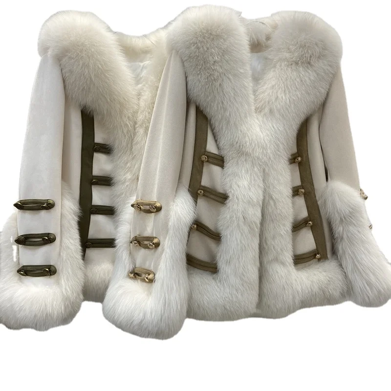 Винтажное пальто Зимняя женская куртка новая с мехом на заказ лисы шубы для женщин