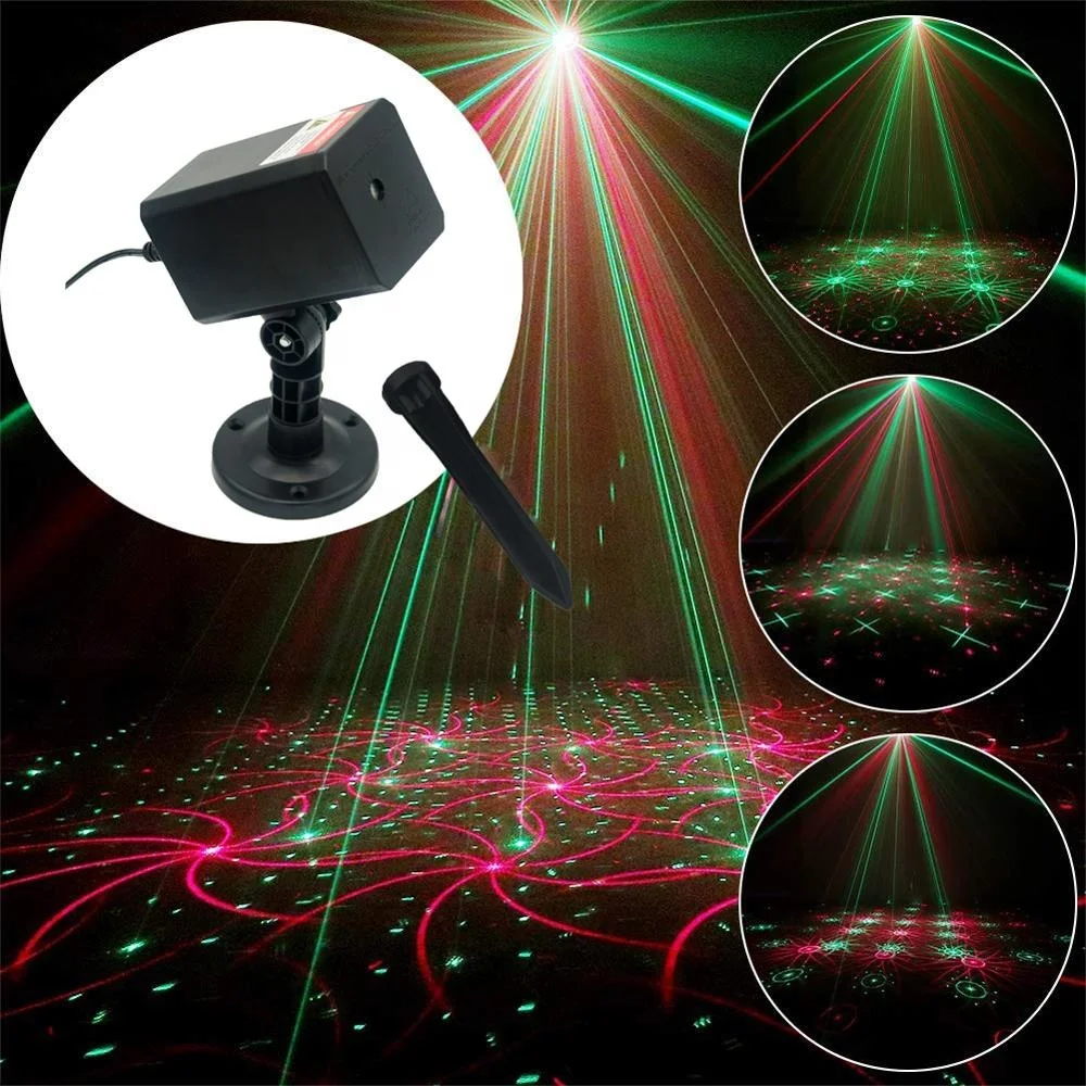 Square Shape Outdoor Waterproof Green Red Laser Light ABS Shell Christmas Garden Landscape Light