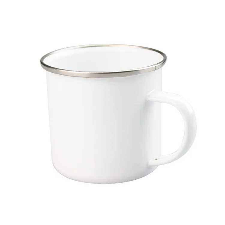 Wholesale Printing logo Coffee cup enamel mug Tea drinking mugs with handgrip