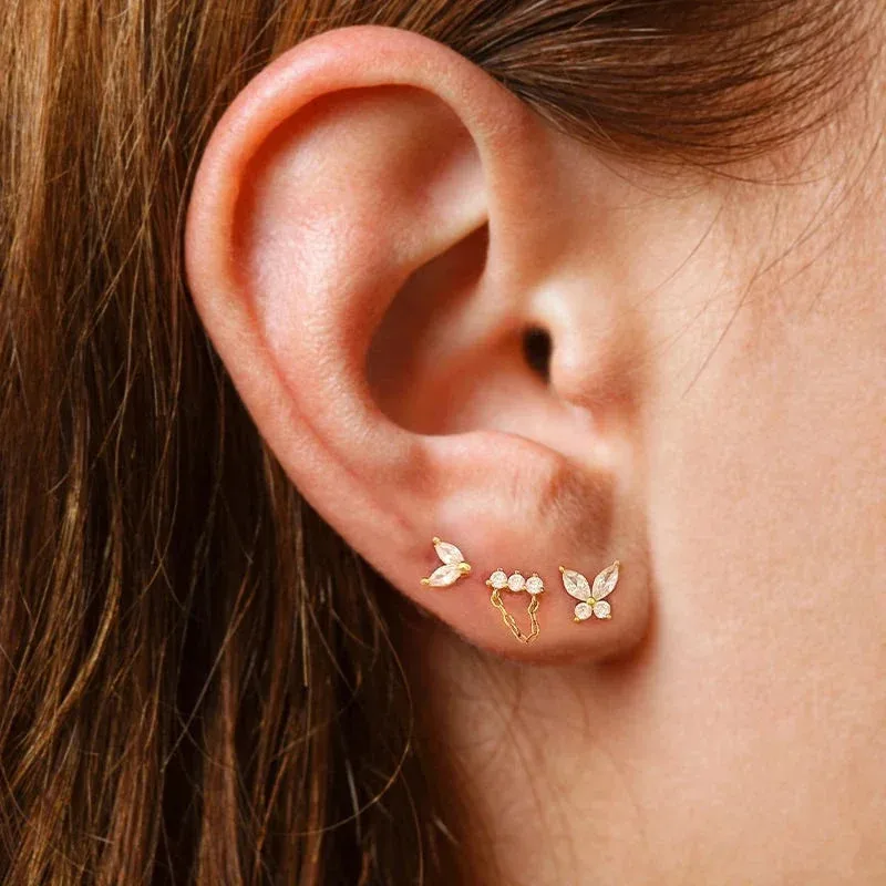 Gold earrings Six-piece set brass earrings fashion  zircon Earring set women earing sets for mama