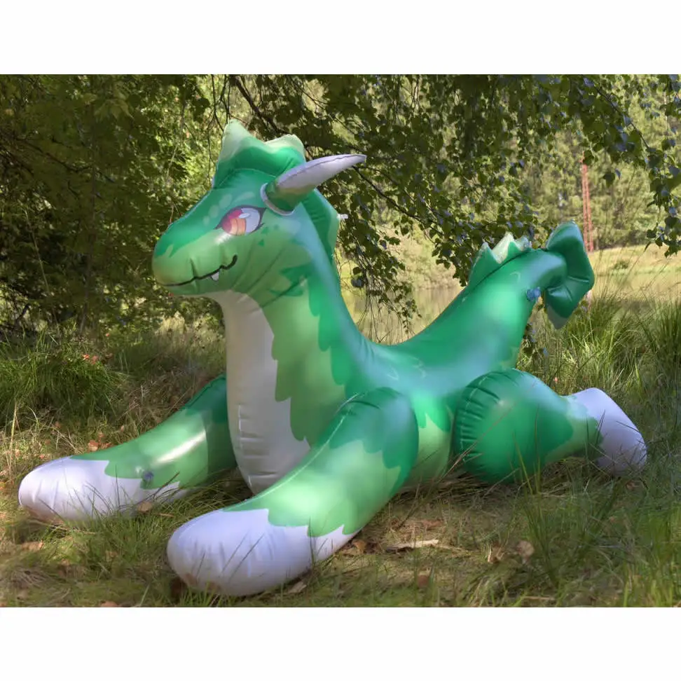 Popular 2.5 Meters Long Giant Inflatable 3D Green Dragon Custom Vinyl Inflatable Cartoon Dragon Riding Animal Toys