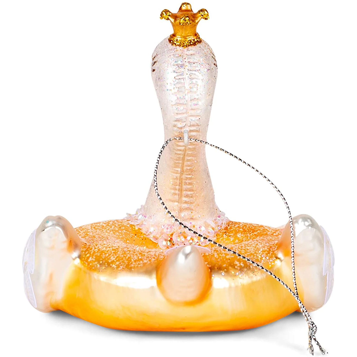 Hot Sale Mini Glass Decorative Swan Swimming Circle Painted Ornament For Christmas Tree Ornament Eco-friendly