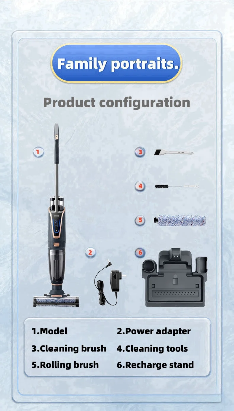 Smart Home Cleaning Machine for Multi-surface Floor Scrubber Mop 2-in-1 Self-cleaning Cordless Wet Dry Vacuum Floor Cleaner