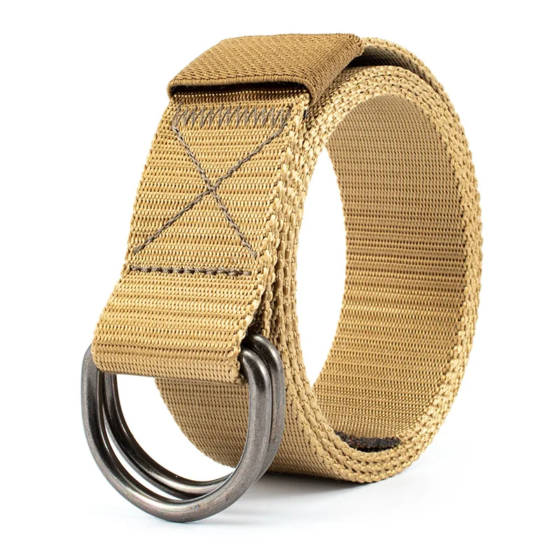 Outdoor Nylon Belt Classic D Buckle Double Loop Buckle Woven Casual Unisex Trouser Belts
