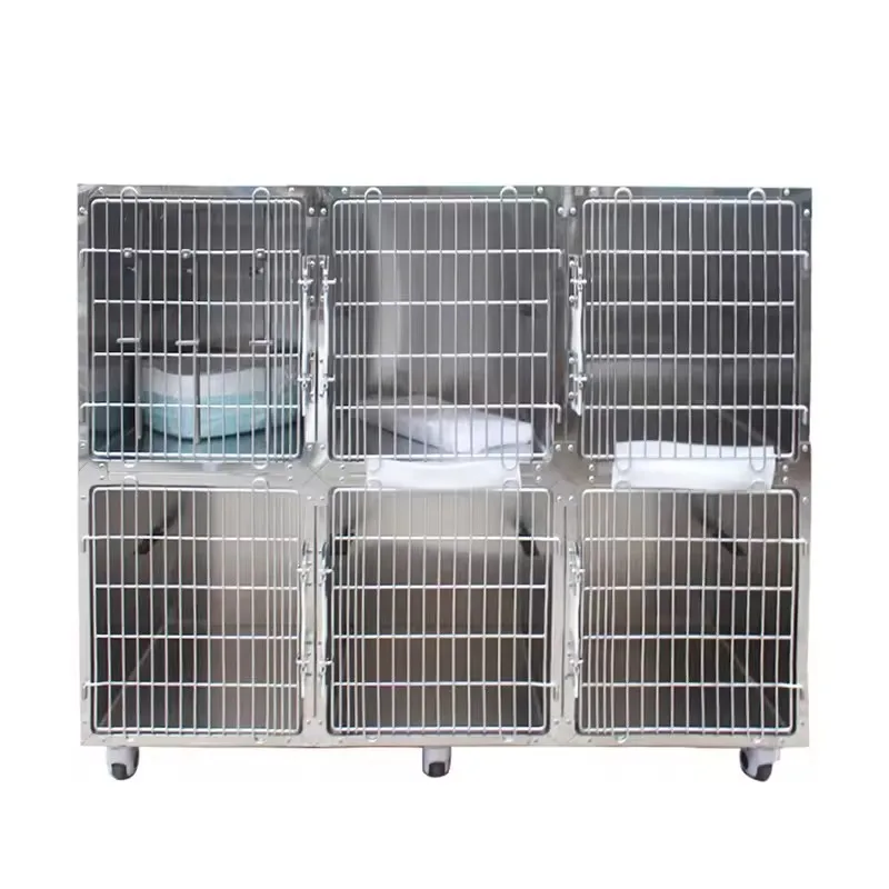 PUJIA PJJY-07 304 stainless steel animal pet veterinary layer cages for veterinary hospital and clinic