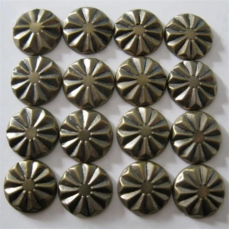 Customized Surface Treatment Pattern Round Convex Soft Gold Star Hot Fix Nailhead For Decoration