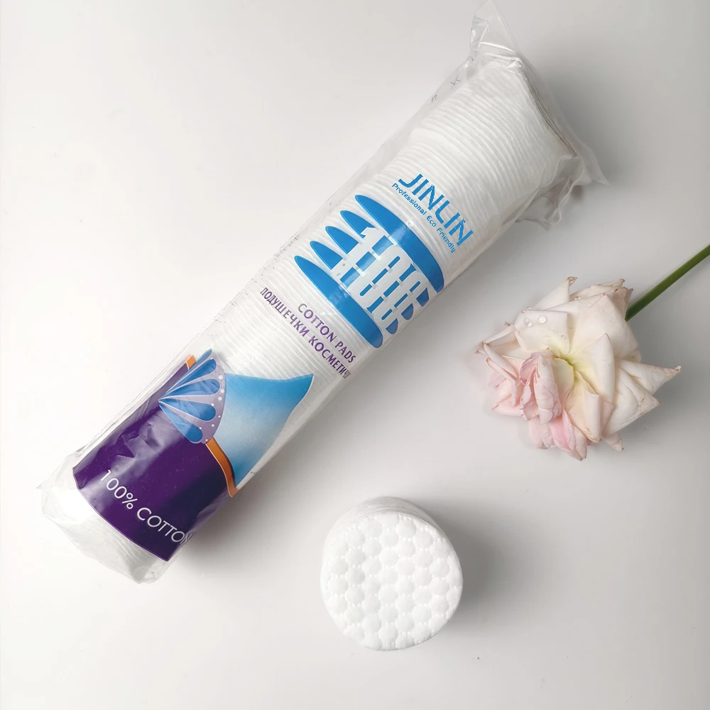 100% Biodegradable Eco-friendly Hypoallergenic Disposable Folding Padded Plain Color Beauty Fabric Cotton Round Pad