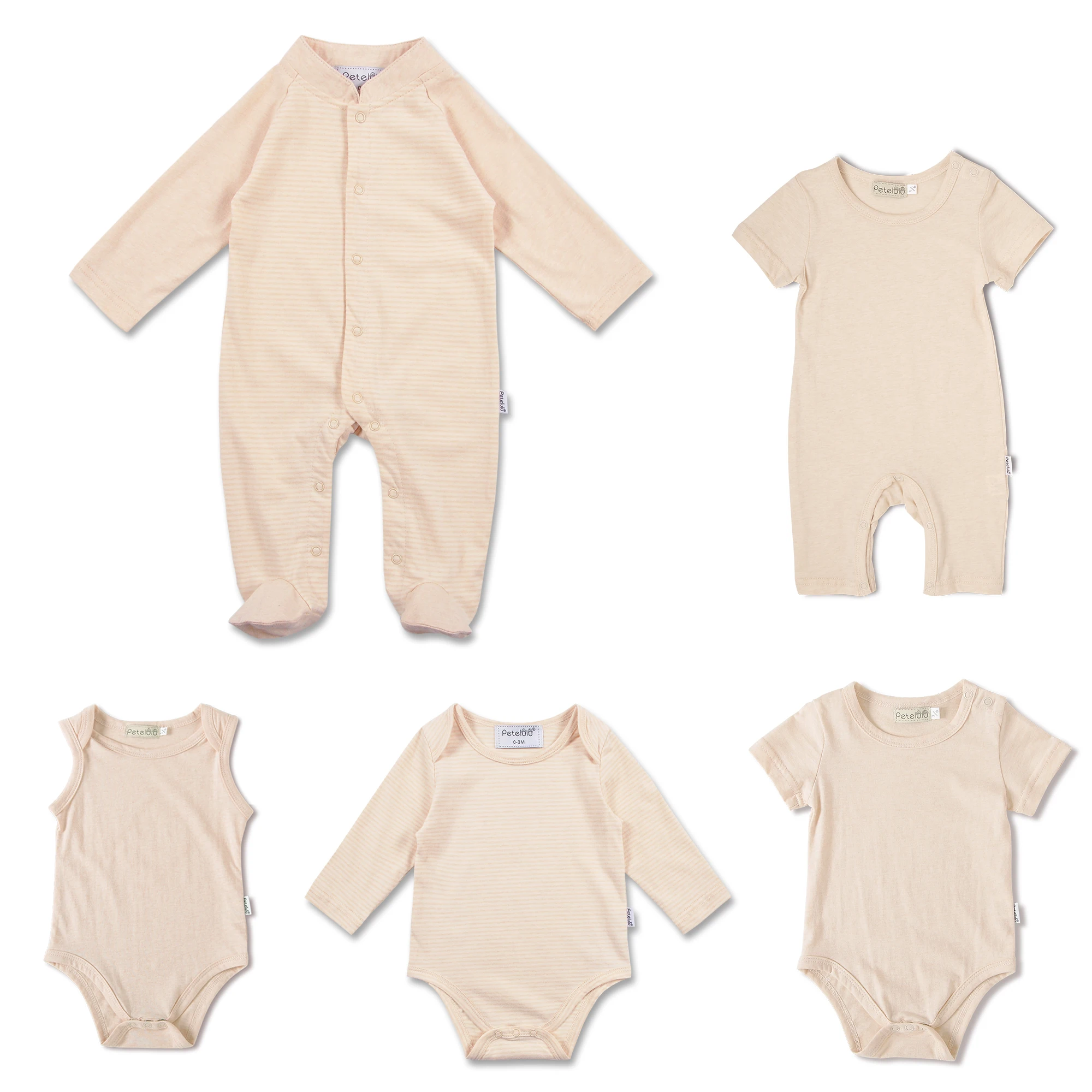 Customized GOTS certified organic cotton baby clothes pajama jumpsuit romper