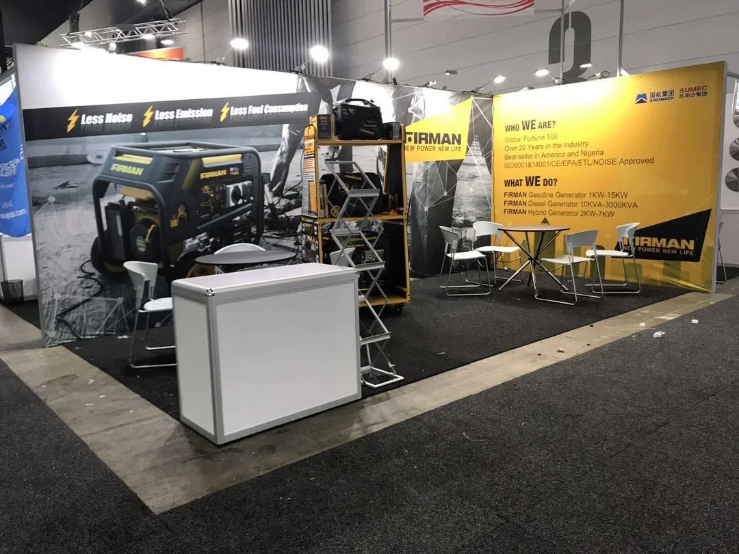 Exhibition Aluminum Alloy Display Shows Tension Fabric Backdrop Stand 3X6M tension fabric booth with lights and counter