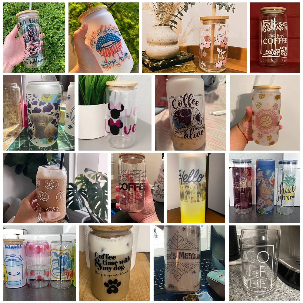 New Arrival US Warehouse 12oz 16oz 25oz Blank Sublimation Glass Can Beer Shaped Glass Soda Can With Bamboo Lid And Straw