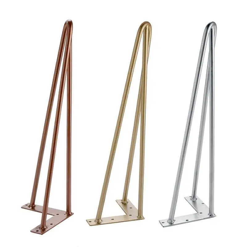 Metal Steel Cheap Furniture Coffee Dining Table Black Legs 3 Rod Hairpin for DIY Desk