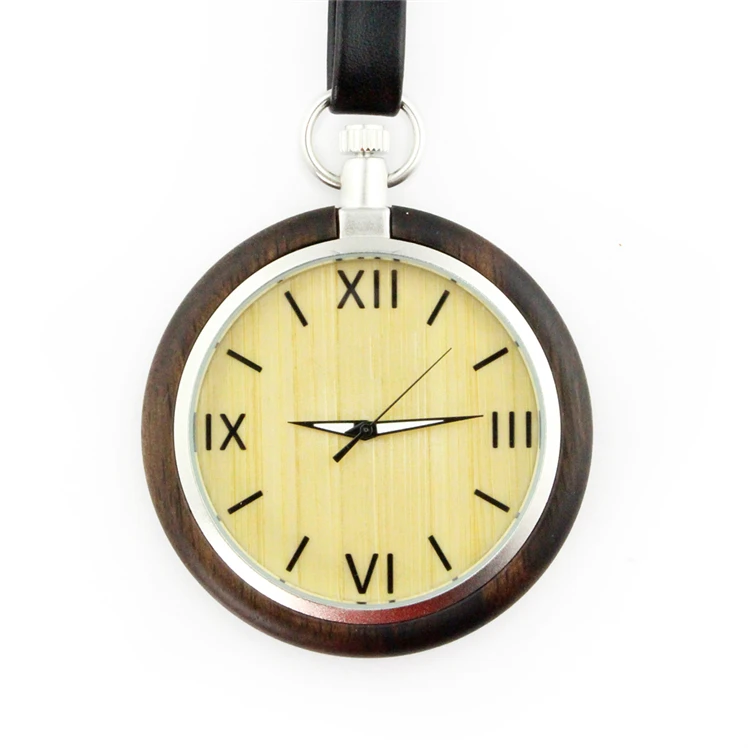 japan handmade chronograph metal bamboo wood pocket watch for men and women