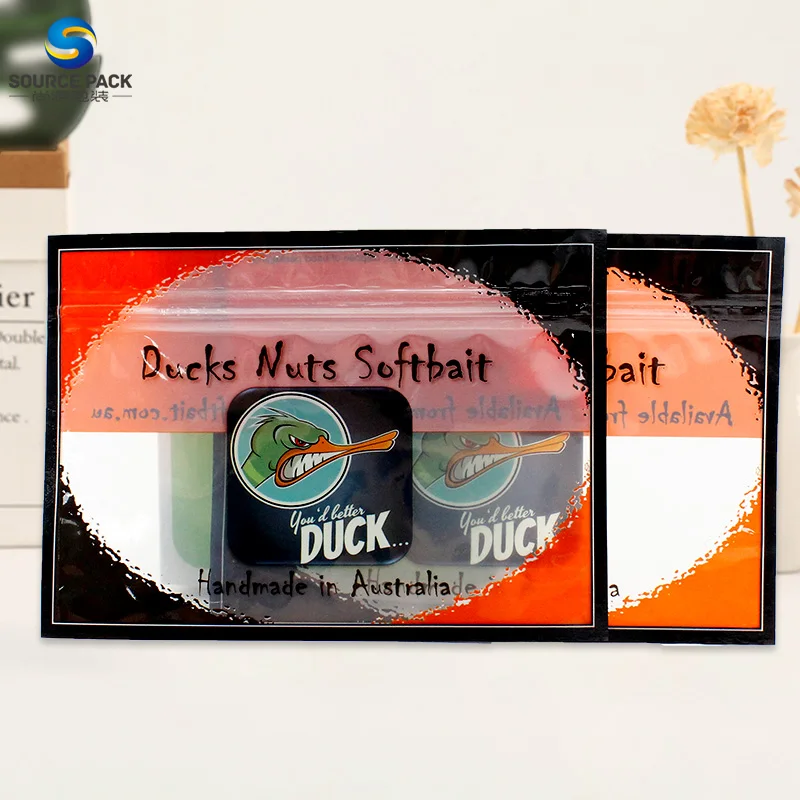 Wholesale Customized Fishing Worm Bait Fishing Bait Packing Fishing Lure Worm Bait Zipper Bags With Clear Window