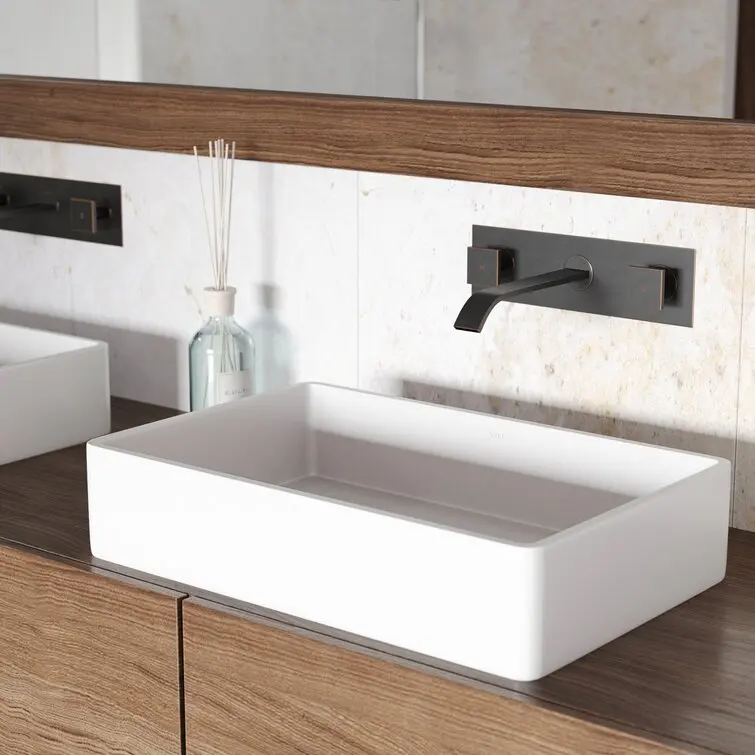 Luxury Ceramic Square Bathroom Vanity Wash Basin Bathroom Vessel Sinks Countertop Rectangular Lavabo