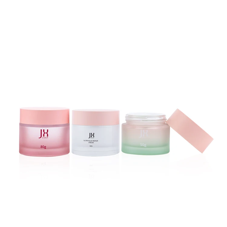 Розовые матовые косметические стеклянные банки для косметики