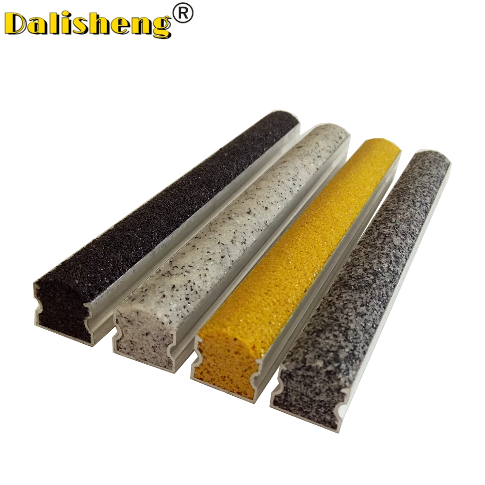 Carborundum Anti slip Aluminum Stair Nosing strip for safety luminescent Bull Nose black yellow tile trim edge