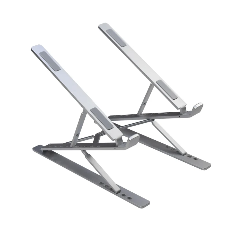 
2021 ICETEK Double Foldable Laptop Holder Ventilated Desktop Cooling Stand 6+9 Levels Adjustable Aluminum Notebook Riser Mount 