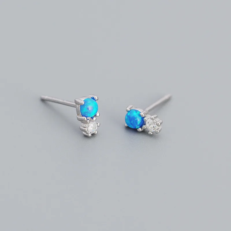Exquisite Tiny Natural Opal Earrings Vintage Fashion Real Gold Plated S925 Sterling Silver Stone Turquoise Earrings