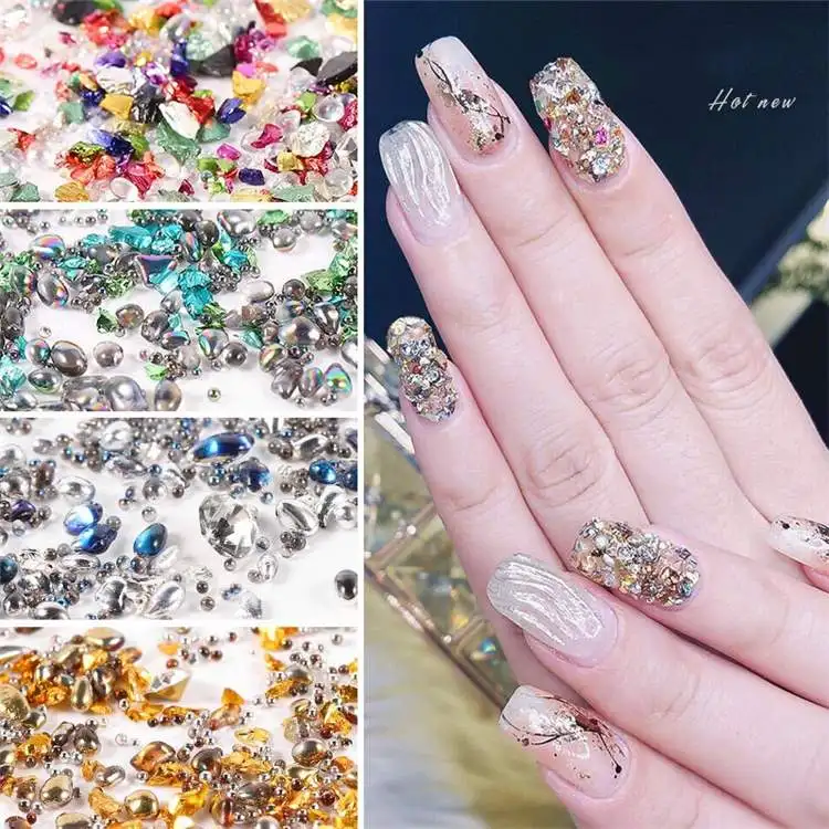 Wholesale Factory Outlet New Fashion Jewelry Bling Mixed Flat Rhinestone Nail Art Decoration