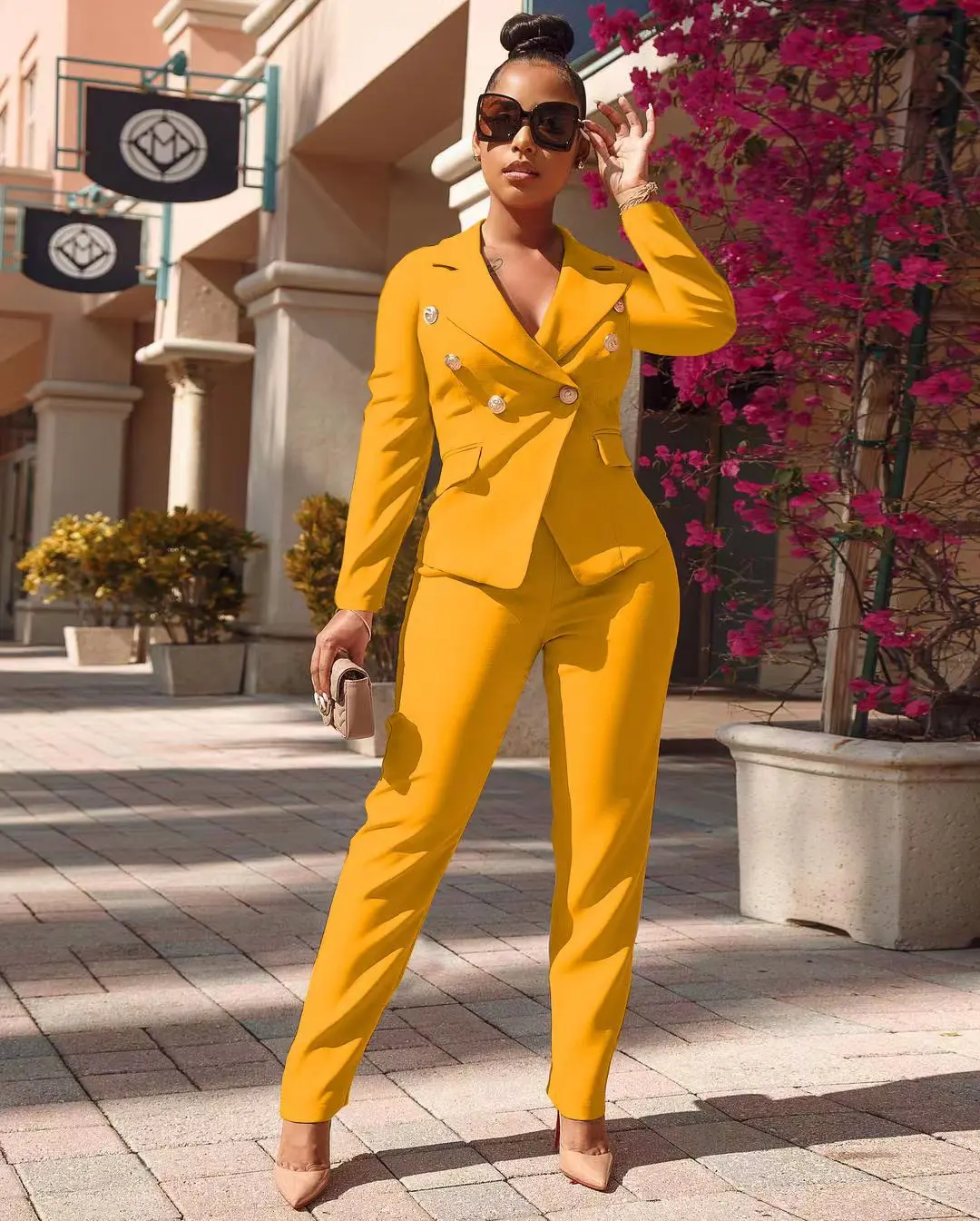 Blazer De Mujer Fashion Black Long Sleeve Office Business Two Piece Formal Jacket Lady  Casual Set Women Blazers Suits