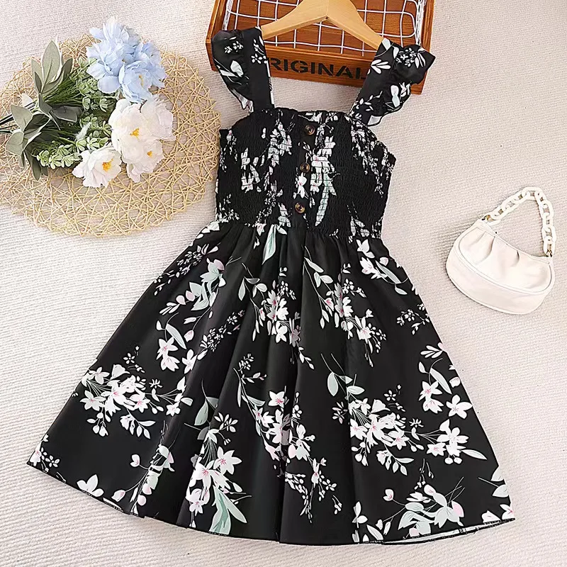 Summer 2023 Fashion 6 8 10 12 Years Old Age Child Teenage Clothing Short Designs Frocks for Girls Kids Flower Teen Girls Dresses