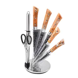 Лучший набор кухонных ножей шеф-повара из нержавеющей стали с подставкой, набор из 7 кухонных ножей