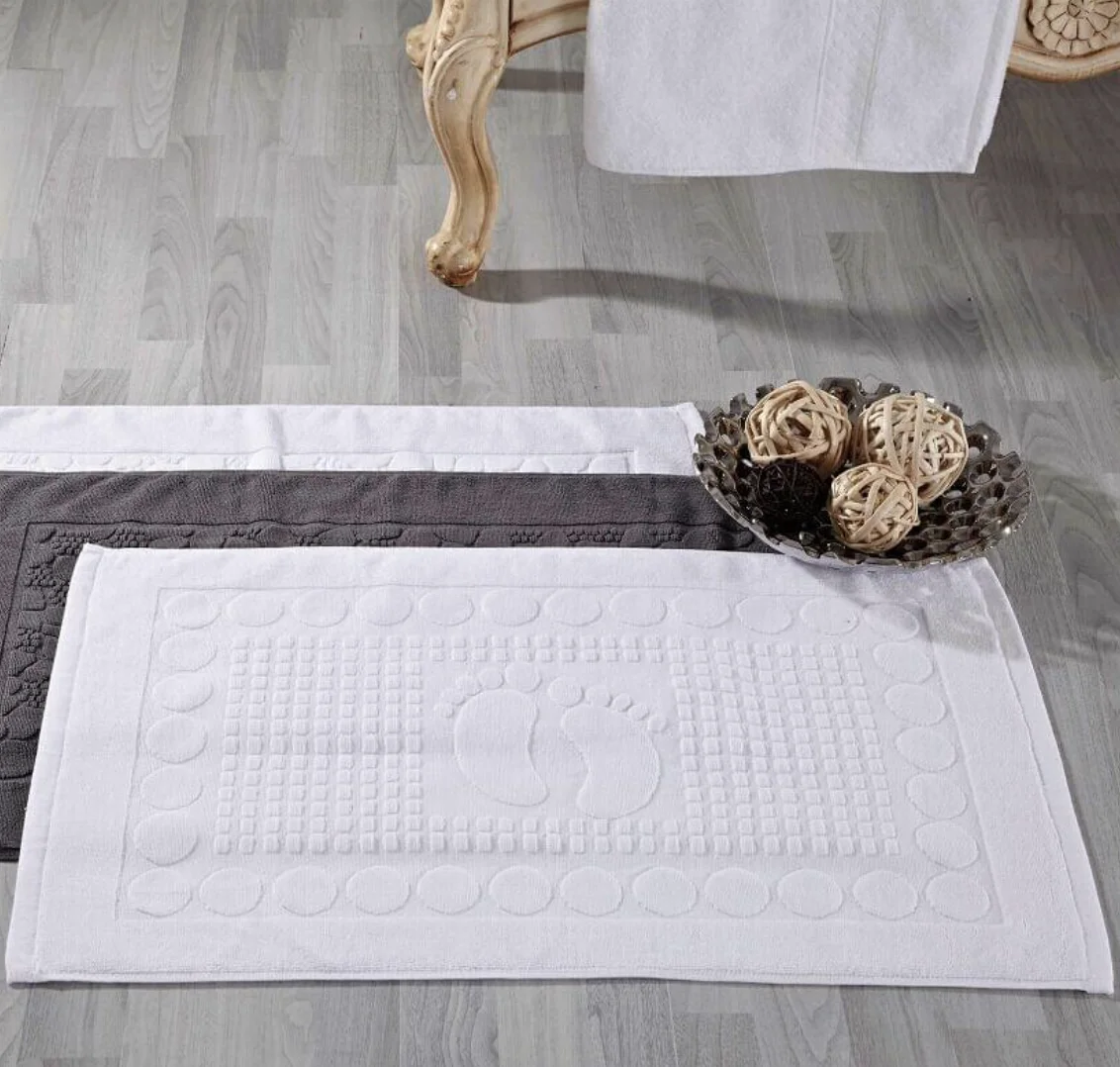 Custom Logo Hotel Bath Mats Luxury White Color Anti-Slip Bath Mats